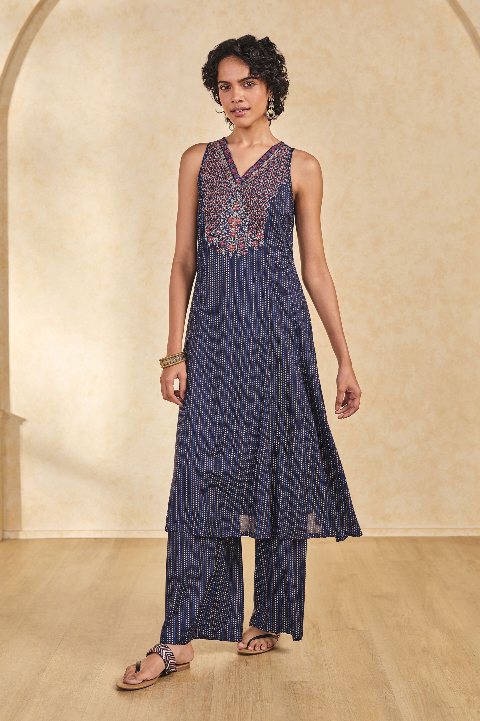 Peacock Blue Kurta Set, Blue, image 2